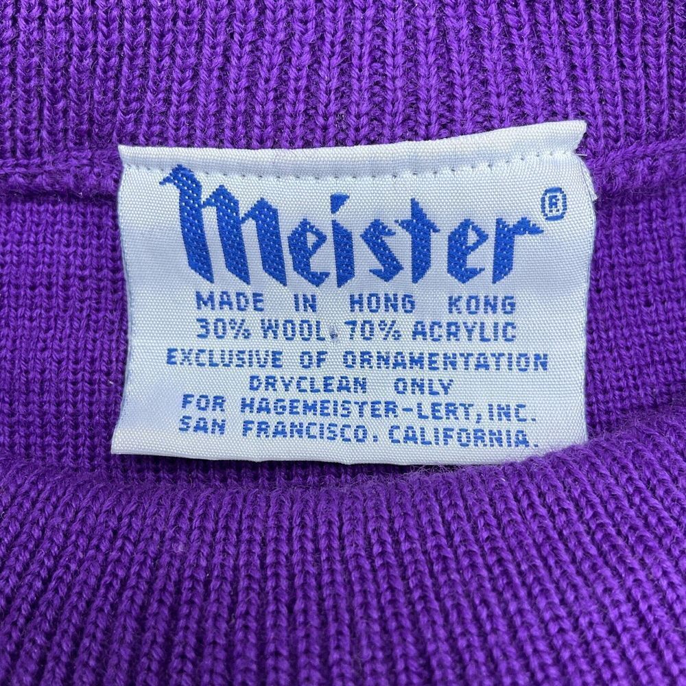 Meister Sweater Women Large Purple Gold Embroidery Dohman Wool Acrylic VTG - Picture 4 of 11